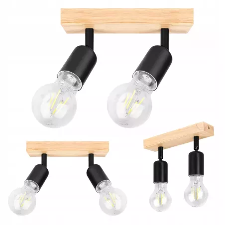 Lampa sufitowa kinkiet wisząca żyrandol LED 2x E27 oprawa LOFT DREWNO-5904703018544