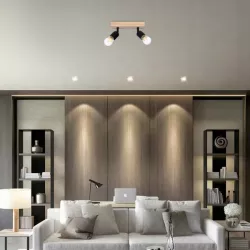 Lampa sufitowa kinkiet wisząca żyrandol LED 2x E27 oprawa LOFT DREWNO-5904703018544