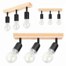 Lampa sufitowa wisząca kinkiet żyrandol LED 3x E27 oprawa LOFT DREWNO-5904703018568