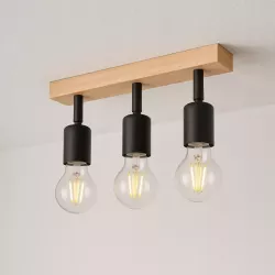 Lampa sufitowa wisząca kinkiet żyrandol LED 3x E27 oprawa LOFT DREWNO-5904703018568