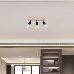 Lampa sufitowa wisząca kinkiet żyrandol LED 3x E27 oprawa LOFT DREWNO-5904703018568