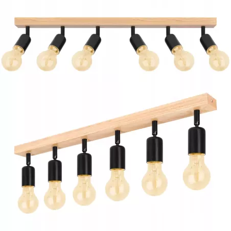 Lampa sufitowa wisząca kinkiet żyrandol LED 6x E27 oprawa LOFT DREWNO-5904703018582