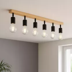 Lampa sufitowa wisząca kinkiet żyrandol LED 6x E27 oprawa LOFT DREWNO-5904703018582