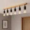 Lampa sufitowa wisząca kinkiet żyrandol LED 6x E27 oprawa LOFT DREWNO-5904703018582