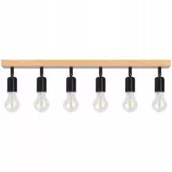 Lampa sufitowa wisząca kinkiet żyrandol LED 6x E27 oprawa LOFT DREWNO-5904703018582