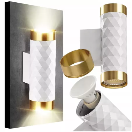 KINKIET ŚCIENNY LAMPA ŚCIENNA GU10 BIAŁY ZŁOTY LAMPA WEWNĘTRZNA DO CZYTANIA-5904703021919