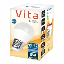 Żarówka LED E27 5W biały ciepły 2700K 400lm kula G45 230V MOCNA PREMIUM-5903002032978