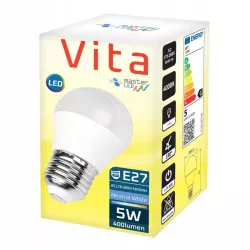 Żarówka LED E27 G45 5W biały neutralny 4000K kula 230V mocna premium-5903002032985