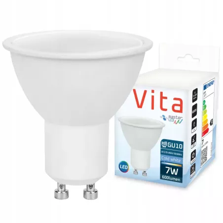 Żarówka LED GU10 7W biały zimny 6200K 230V MOCNA NIEMRUGAJĄCA PREMIUM-5908263380080
