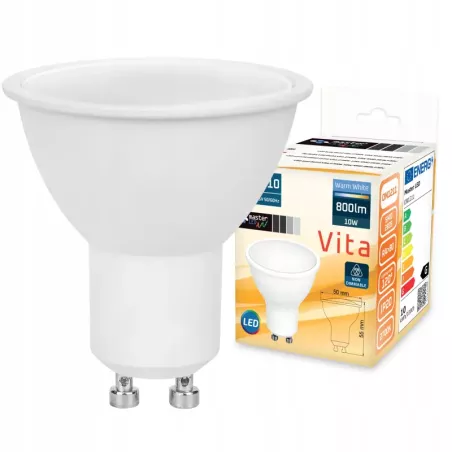 Żarówka LED GU10 9W biały ciepły 2700K 230V MOCNA NIEMRUGAJĄCA PREMIUM-5908263380202