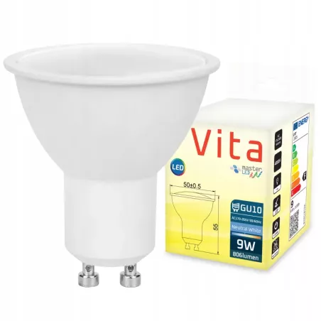 Żarówka LED GU10 9W biały neutralny 4000K 230V MOCNA NIEMRUGAJĄCA PREMIUM-5908263380196