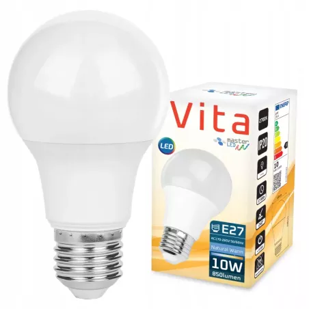 Żarówka LED E27 10W biały ciepły 2700K 800lm kula A60 230V-5908263380127