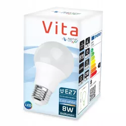Żarówka LED E27 8W biały zimny 6200K 640lm kula A60 230V mocna premium-5908263380103