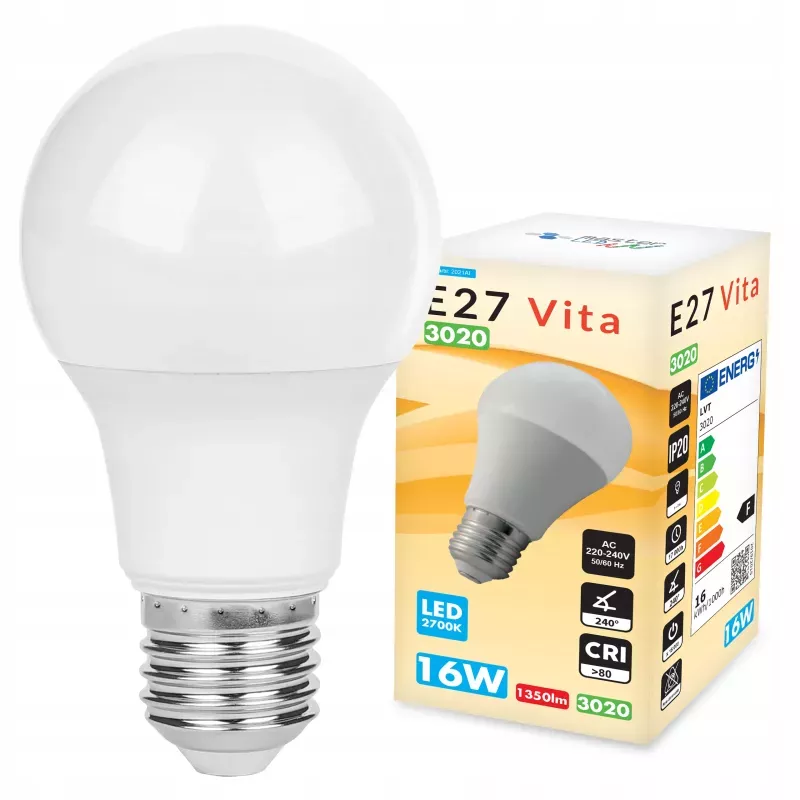 Żarówka LED E27 16W biały ciepły 2700K 1490lm kula A60 230V-5908263380172