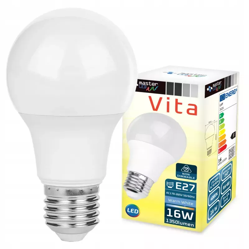 Żarówka LED E27 16W 4000K neutralna Premium nie mruga-5908263380158