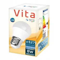 Żarówka LED E27 G45 8W biały ciepły 2700K kula 230V mocna premium-5908263382305