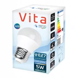 Żarówka LED E27 G45 5W biały zimny 6200K kula 230V mocna premium-5908263384835