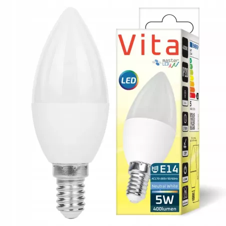 Żarówka LED E14 5W biały neutralny 4000K 230V PREMIUM MOCNA-5908263384866
