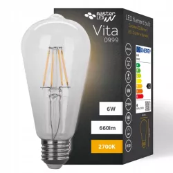 Żarówka LED E27 FILAMENT 6W ciepła 2700K EDISON RETRO OZDOBNA ŻARNIK-5908263388543