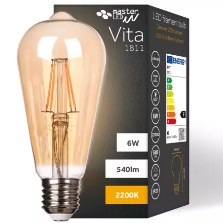 Żarówka LED E27 FILAMENT 6W ciepła 2200K EDISON RETRO OZDOBNA ŻARNIK-5908263388567
