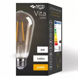 Żarówka LED E27 FILAMENT 6W ciepła 2200K EDISON RETRO OZDOBNA ŻARNIK-5908263388574