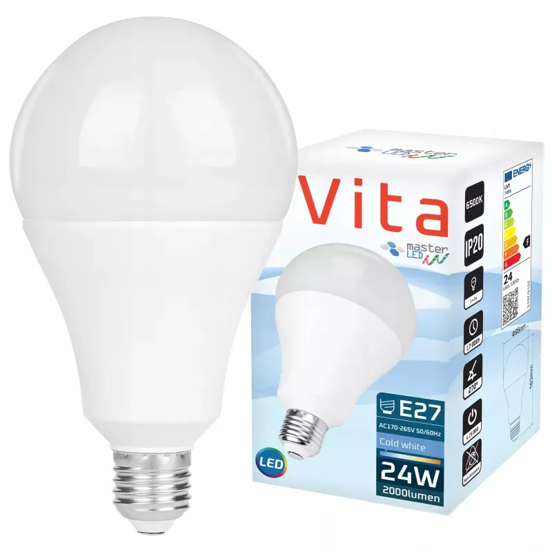 Żarówka LED E27 24W biały zimny 6200K 230V A95 MOCNA PREMIUM-5908263387935