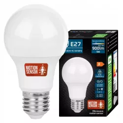 Żarówka LED E27 9W CZUJNIK RUCHU biały neutralny 4000K 230V mocna premium-5904703001935