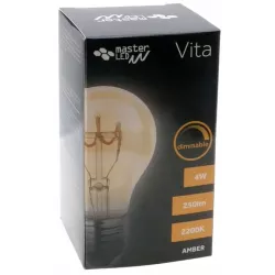 Żarówka LED amber E27 Filament dimmable A60 250 lm 4W 2200K LVT, ZAR-L-7721-5904703004721