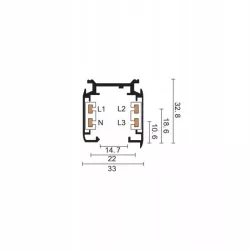 CZARNY MAT SZYNOPRZEWÓD 3-FAZOWY 2000W NATYNKOWY ALUMINIUM-5908263381988