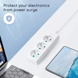 Listwa zasilająca na 3 gniazda typu francuskiego bez przełącznika - 8433325208622