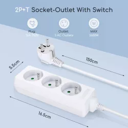 Listwa zasilająca na 3 gniazda typu francuskiego bez przełącznika - 8433325208622