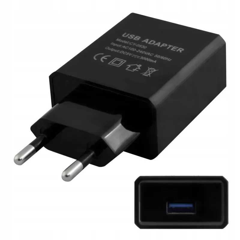 Ładowarka sieciowa kostka do telefonu Zasilacz wtyczkowy USB 5V/3A DC-5908263384347