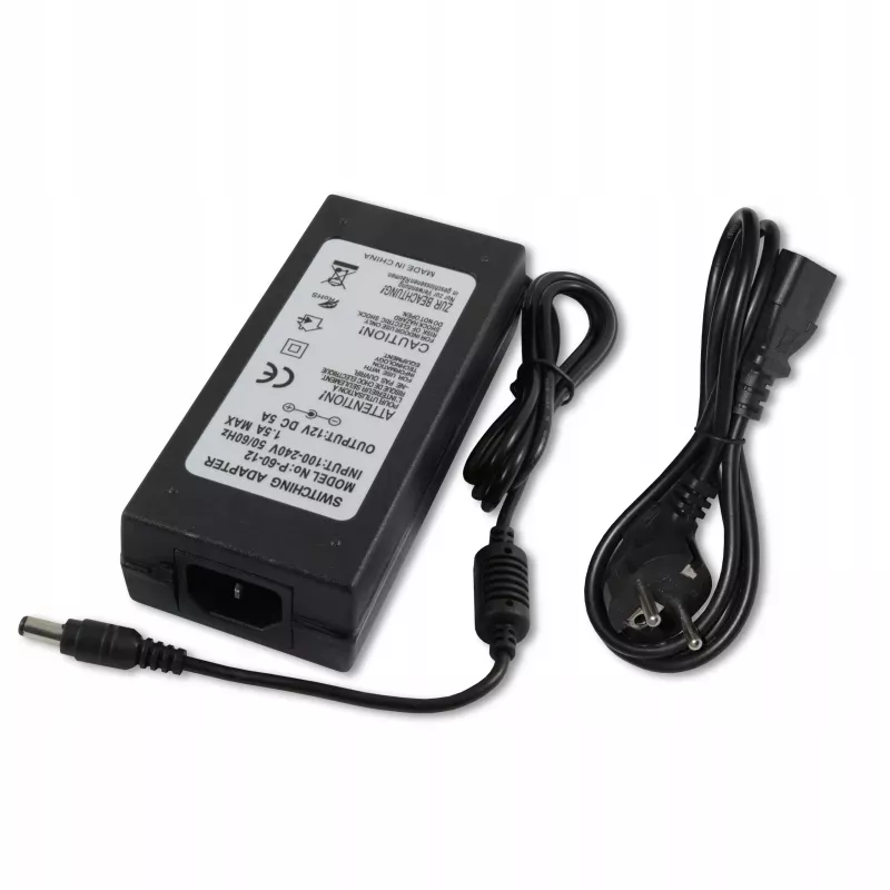 Zasilacz Impulsowy LED desktop 5A 60W 12V do taśm LED + kabel 3pin-5903002031353