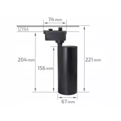 Piko reflektor spot LED/20W/4000K do szyny 1-fazowej czarny-5904703006497