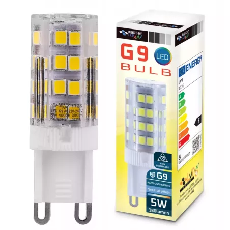 Żarówka LED G9 5W 4000K neutralna 230V do żyrandoli MOCNA PREMIUM-5904703008415