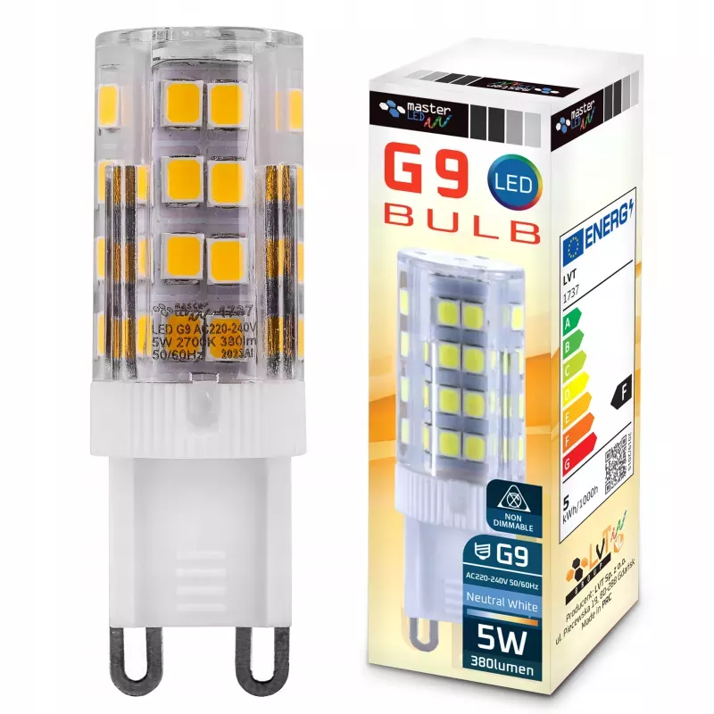Żarówka LED G9 5W 2700K biały ciepły 230V do żyrandoli PREMIUM-5904703008422