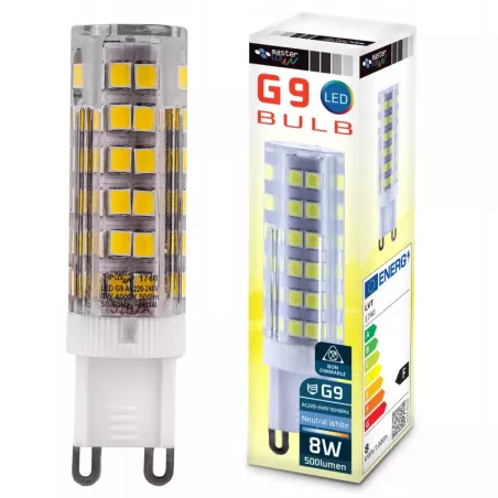 Żarówka LED G9 8W 4000K biały neutralny 230V do żyrandoli PREMIUM-5904703008439