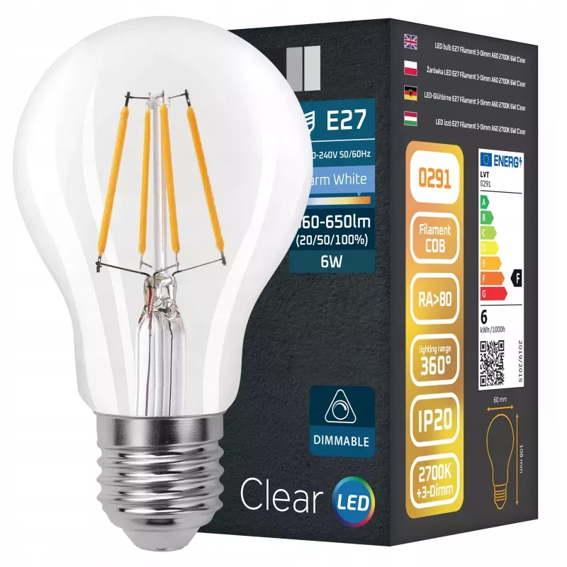 Żarówka LED E27 FILAMENT ściemnialna 6W 2700K EDISON RETRO OZDOBNA ŻARNIK-5904703008392