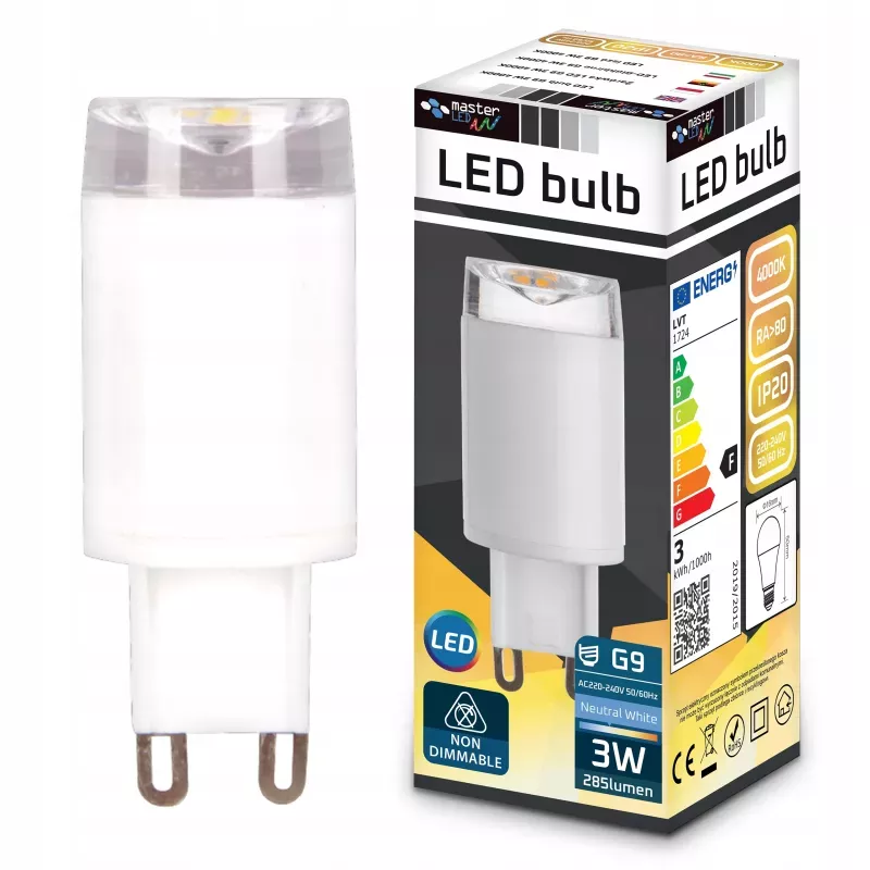 Żarówka LED G9 3W 4000K biały neutralny 285lm do żyrandoli MOCNA PREMIUM-5904703008521