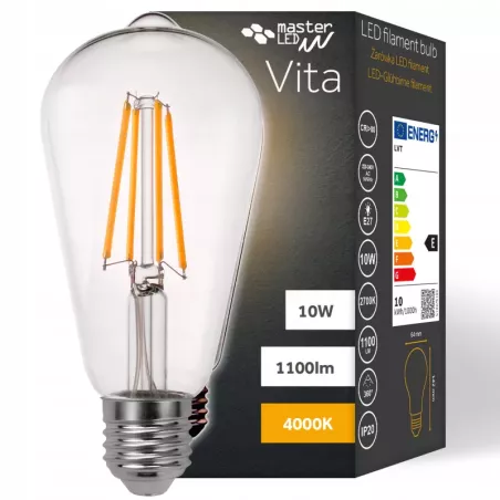 Żarówka LED E27 FILAMENT 10W neutralna 4000K EDISON RETRO OZDOBNA ŻARNIK-5904703013433