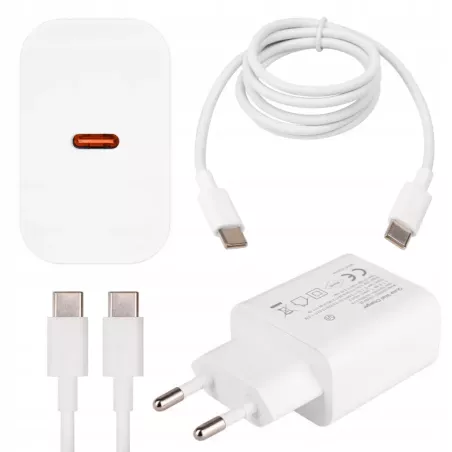 ZESTAW SZYBKA ŁADOWARKA KOSTKA SIECIOWA USB TYPE-C + KABEL TYPE C | PD20W-5904703017950