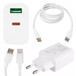 ZESTAW SZYBKA ŁADOWARKA KOSTKA SIECIOWA USB TYPE-C + KABEL TYPE C | PD20W-5904703017974