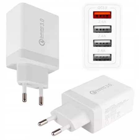 ZESTAW SZYBKA ŁADOWARKA 20W KOSTKA QUICK CHARGE SIECIOWA 4x USB-A-5904703018018