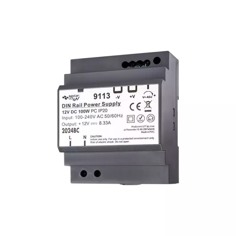 Zasilacz na szynę DIN 12V 100W 8.33A IP20-5904703018292