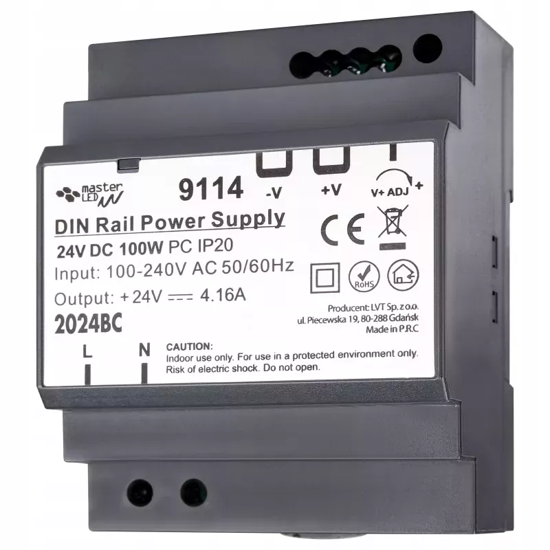 Zasilacz na szyne stałonapięciowy DIN 24V 100W 4.16A IP20 do rozdzielni-5904703018308