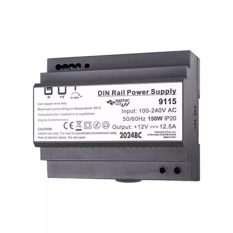 Zasilacz na szynę DIN 12V 150W 12.5A IP20-5904703018315