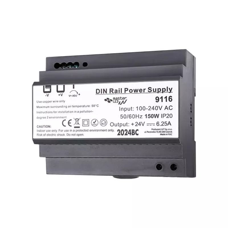 Zasilacz na szynę DIN 24V 150W 6.25A IP20-5904703018322