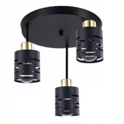 LAMPA WISZĄCA SUFITOWA 3x E27 ŻYRANDOL LOFT kinkiet czarny złoty ścienna-5904703023265