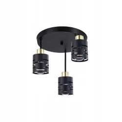 LAMPA WISZĄCA SUFITOWA 3x E27 ŻYRANDOL LOFT kinkiet czarny złoty ścienna-5904703023265