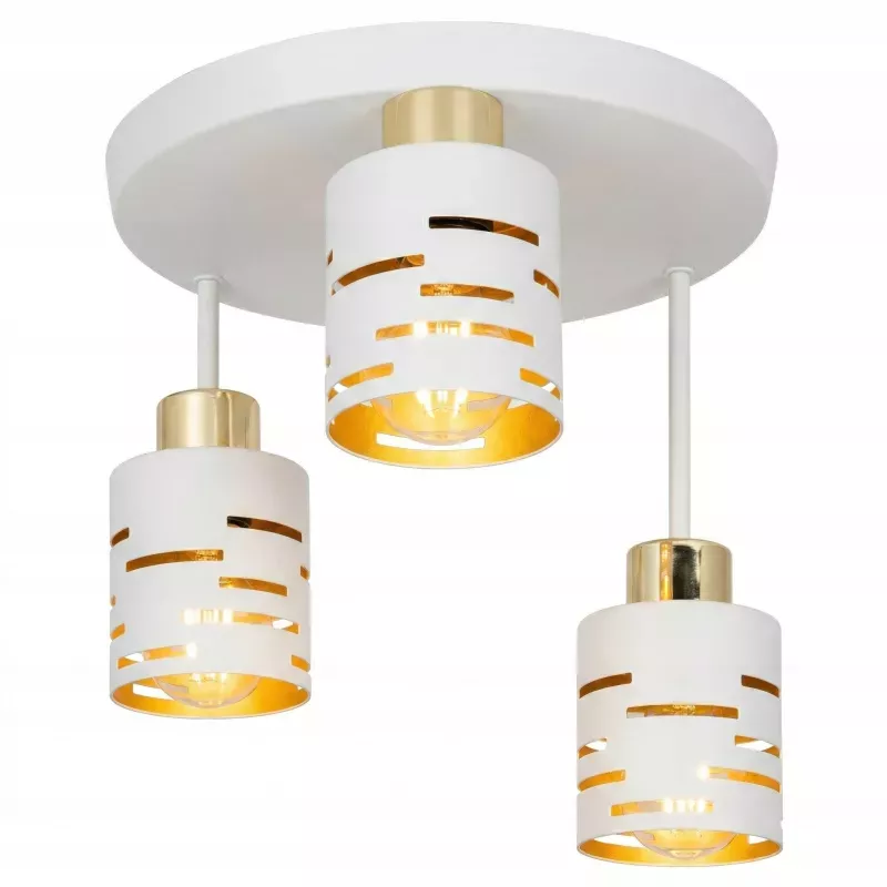 Lampa sufitowa wisząca żyrandol nad stół do kuchni 3x E27 loft biała złota-5904703023272